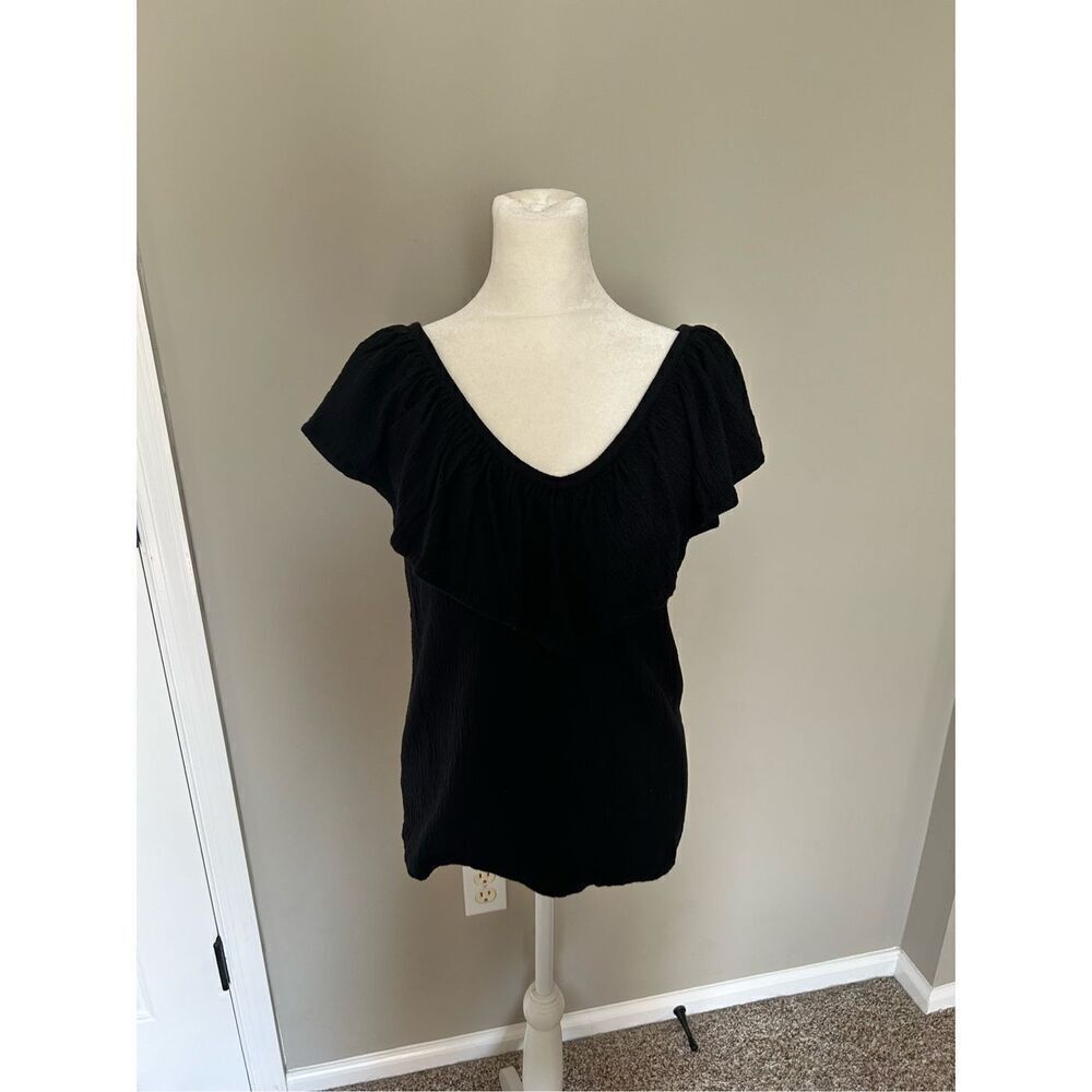 NWT Loft Ruffled Blouse Size S Black